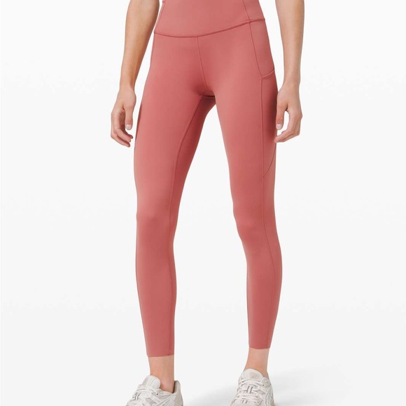 Lululemon Fast and Free leggings tights cherry tint pink Nulux - Picture 2 of 8